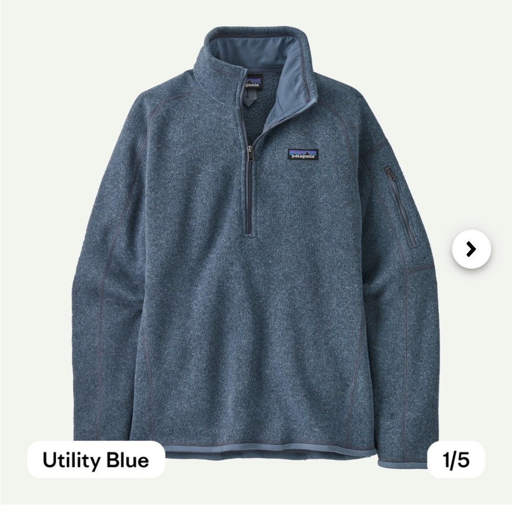 Patagonia better sweater 1/4 zip fleece in utility blue, small
